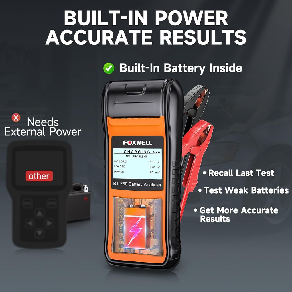 24V 12V Car Battery Tester with Printer - 2026 FOXWELL BT780, Professional Battery Load Analyzer, 100-2000CCA Automotive Starter & Alternator Tester for Cars Trucks SUVs Marine & Heavy Duty Vehicles