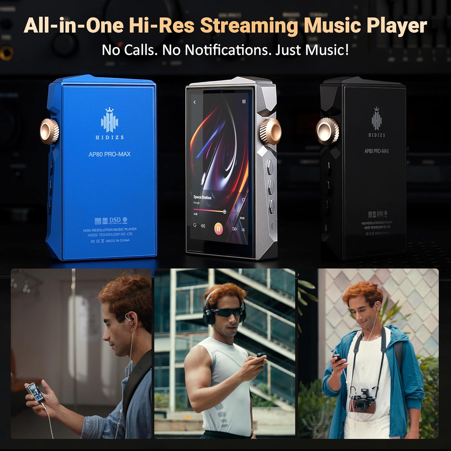 HIDIZS AP80 Pro MAX DAP MP3 Player with Bluetooth 5.1, 2.4G WiFi Hi-Res Streaming Playback, DLNA & AirPlay Wireless, Dual ES9219C DAC Chips Hi-res Audio Player, 2TB SD Card Exention, Blue