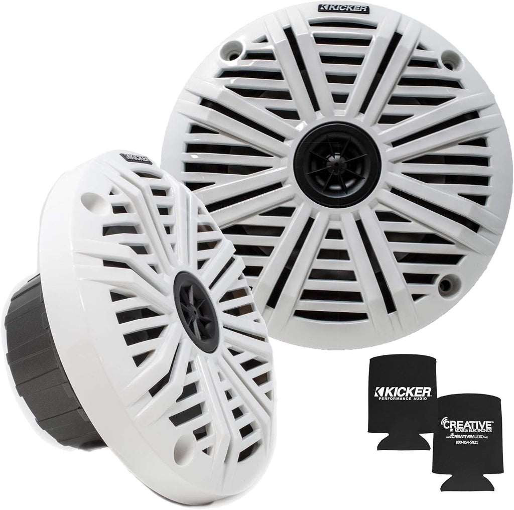 KICKER 6.5" Marine Speakers (1 Pair) White Salt Water Grills OEM Replacement Speakers