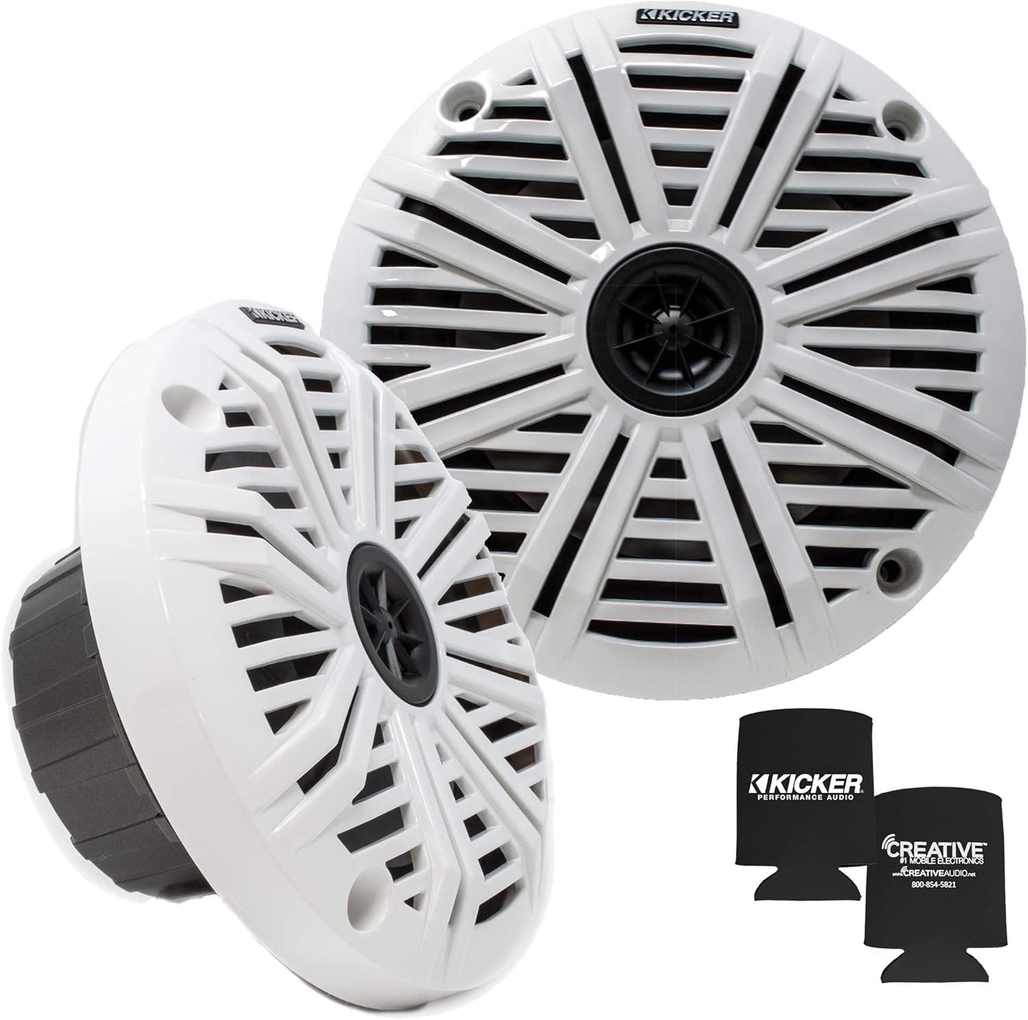 KICKER 6.5" Marine Speakers (1 Pair) White Salt Water Grills OEM Replacement Speakers