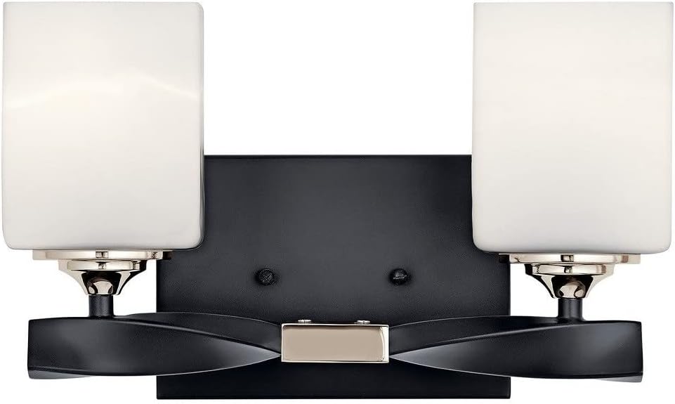 KICHLER Marette 13.5 " 2 Light Vanity Light with Satin Etched Cased Opal Glass in Brushed Nickel