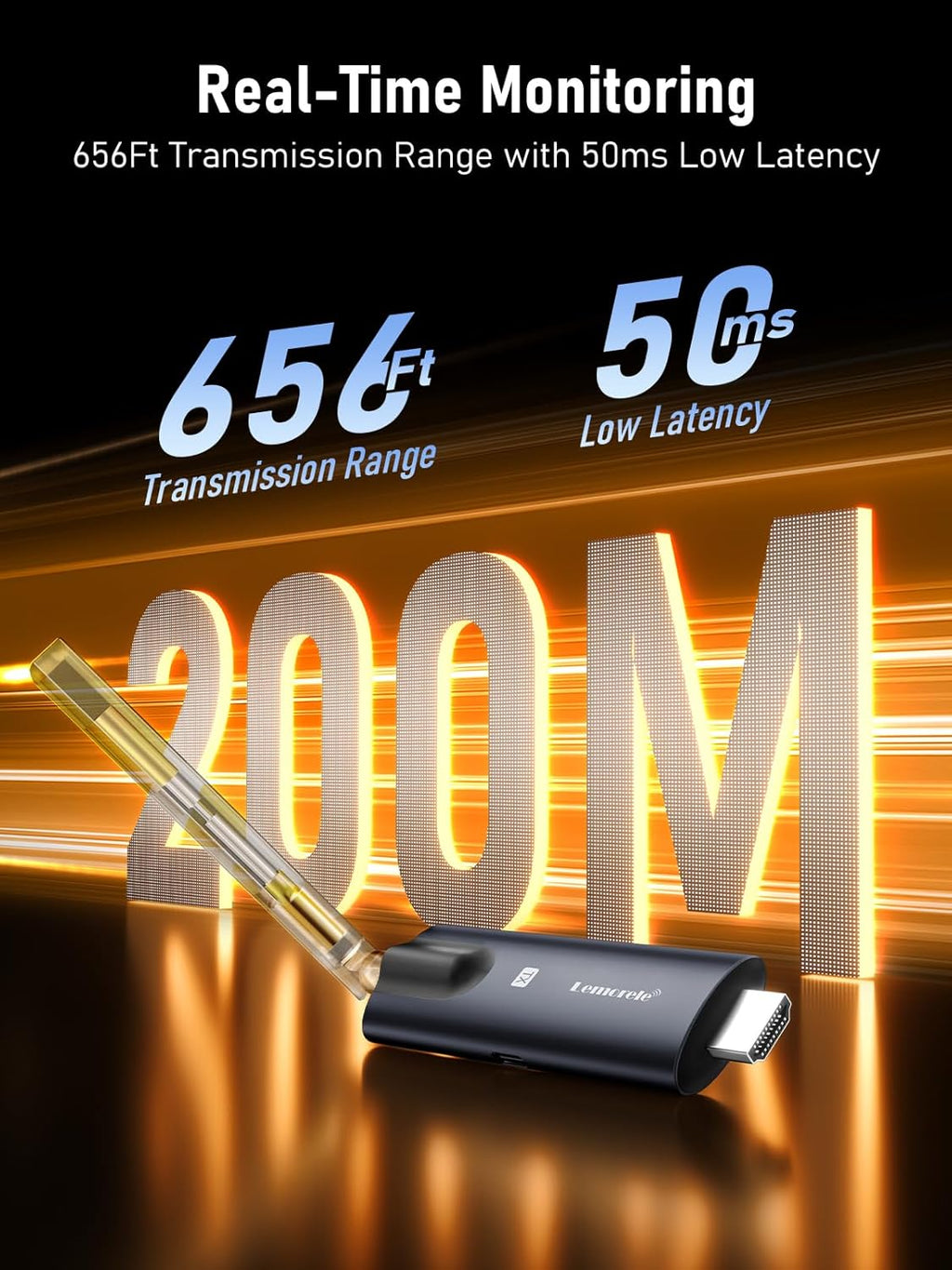 Lemorele Wireless HDMI Transmitter and Receiver, Aluminum Alloy Deep Gray, 5Ghz up to 656ft, 1080P 60Hz, Plug and Play with TuTuPlay App Monitor, for Security, Streaming, Home Theater, PC/TV. 1TX+3RX