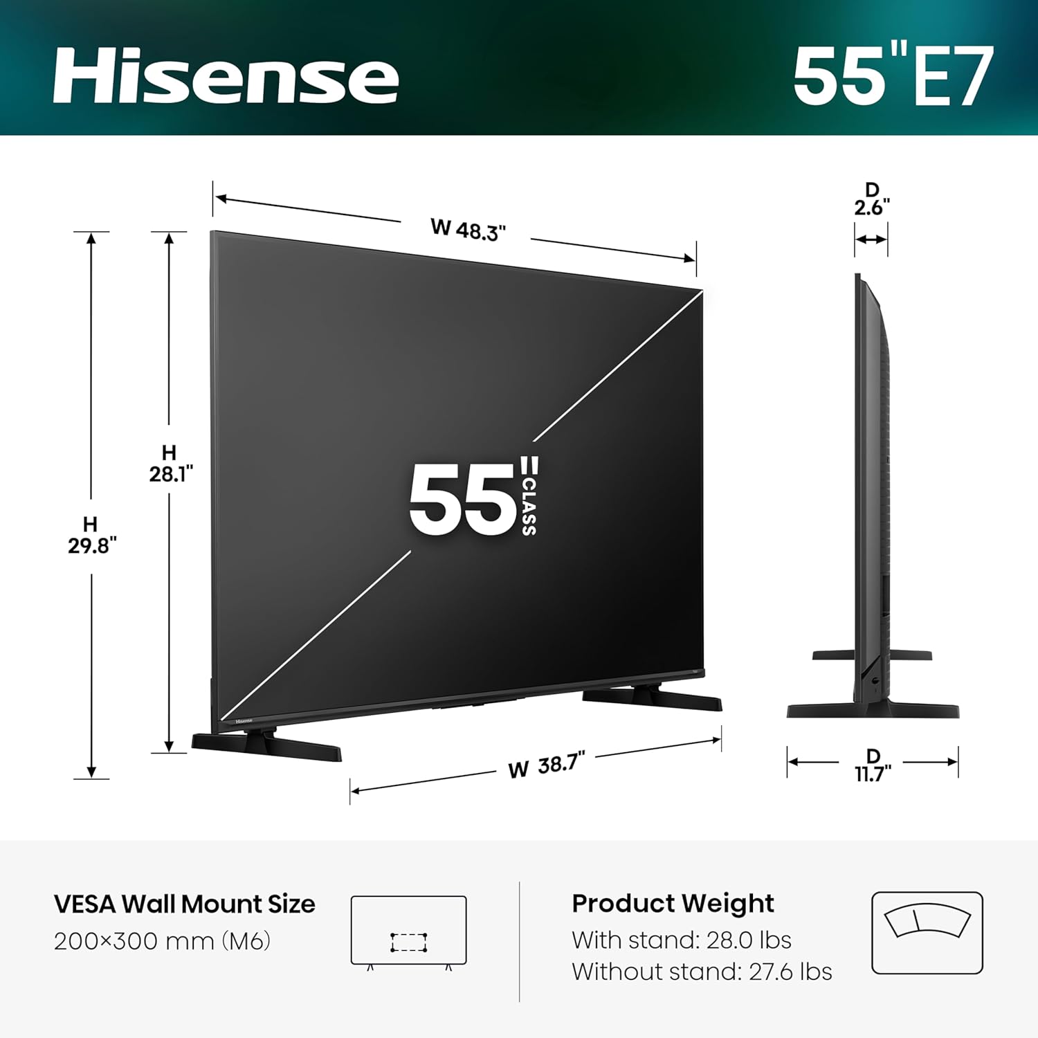 Hisense 55" E7 Cinema Series Hi-QLED Mini-LED 4K UHD Smart Fire TV (55E7SF, 2026 NEW) - Native 144Hz, AI Picture, Dolby Vision IQ · Atmos, FALD, HDR10+ Adaptive, MEMC, Alexa+