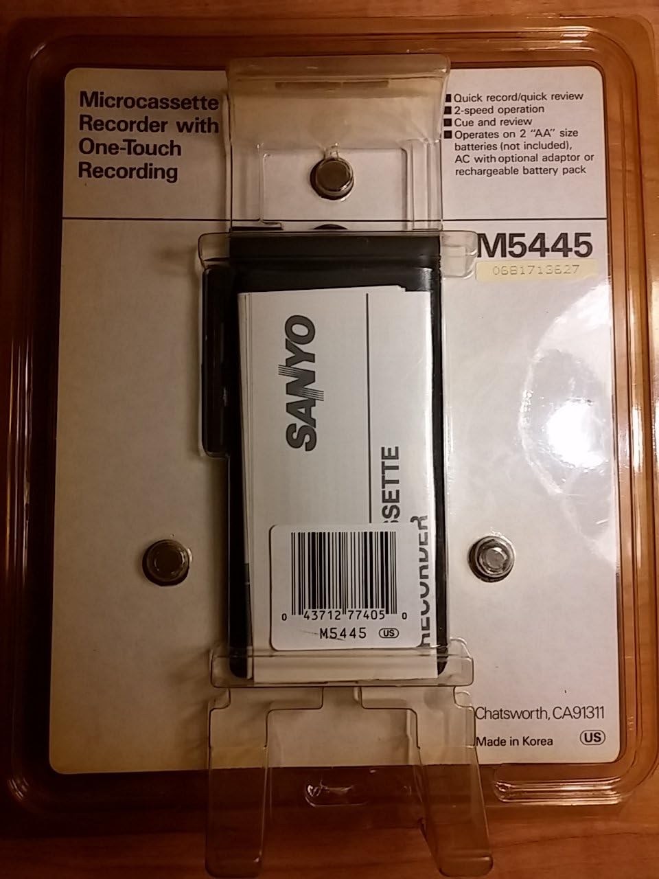 Sanyo M5445 Microcassette Recorder with One-Touch Recording