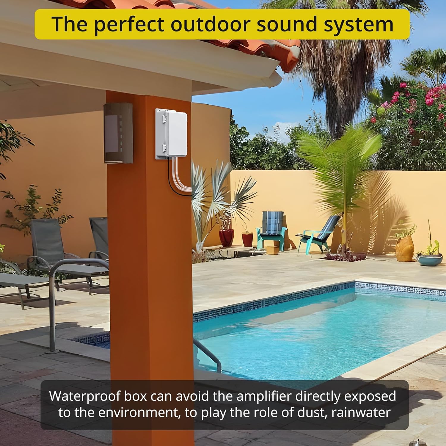 PROZOR Bluetooth 5.1 Power Amplifier for Outdoor Speakers, 4 Channel Bluetooth Amplifier for Speakers, 4*200W TPA3221 Speaker Amp with Waterproof Mounting Box for 4–8 Ohm Passive Speakers, Home Party