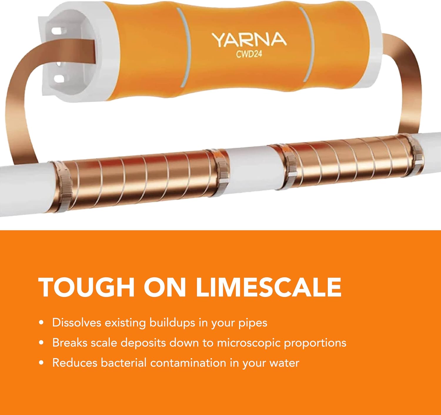 YARNA Capacitive Electronic Water Descaler Whole House Solution - No-Salt Softener System, Reduces Limescale Effects and Mineral Buildup, Compatible with Pipes Up to 1 Inch, Model CWD24