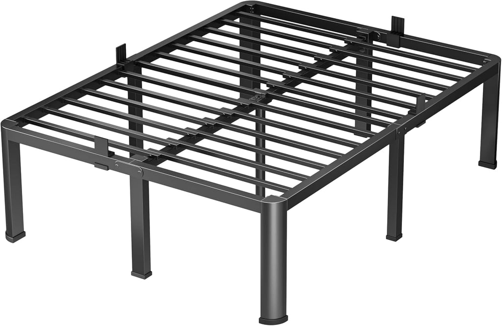 VIPSHOW 18 Inch Queen Heavy Duty 3500 lbs Bed Frame with Round-Corner Legs & Anti-Squeak Design – Quick Assembly Metal Platform, No Box Spring Needed