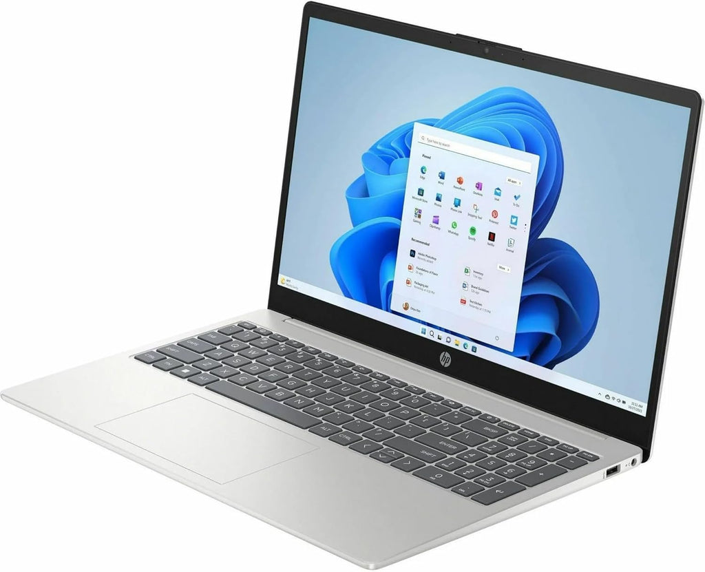 HP 15-fd0522nr 15.6" HD Laptop, Intel N200 1.0GHz, 4GB RAM, 128GB UFS, Windows 11 Home, Natural Silver