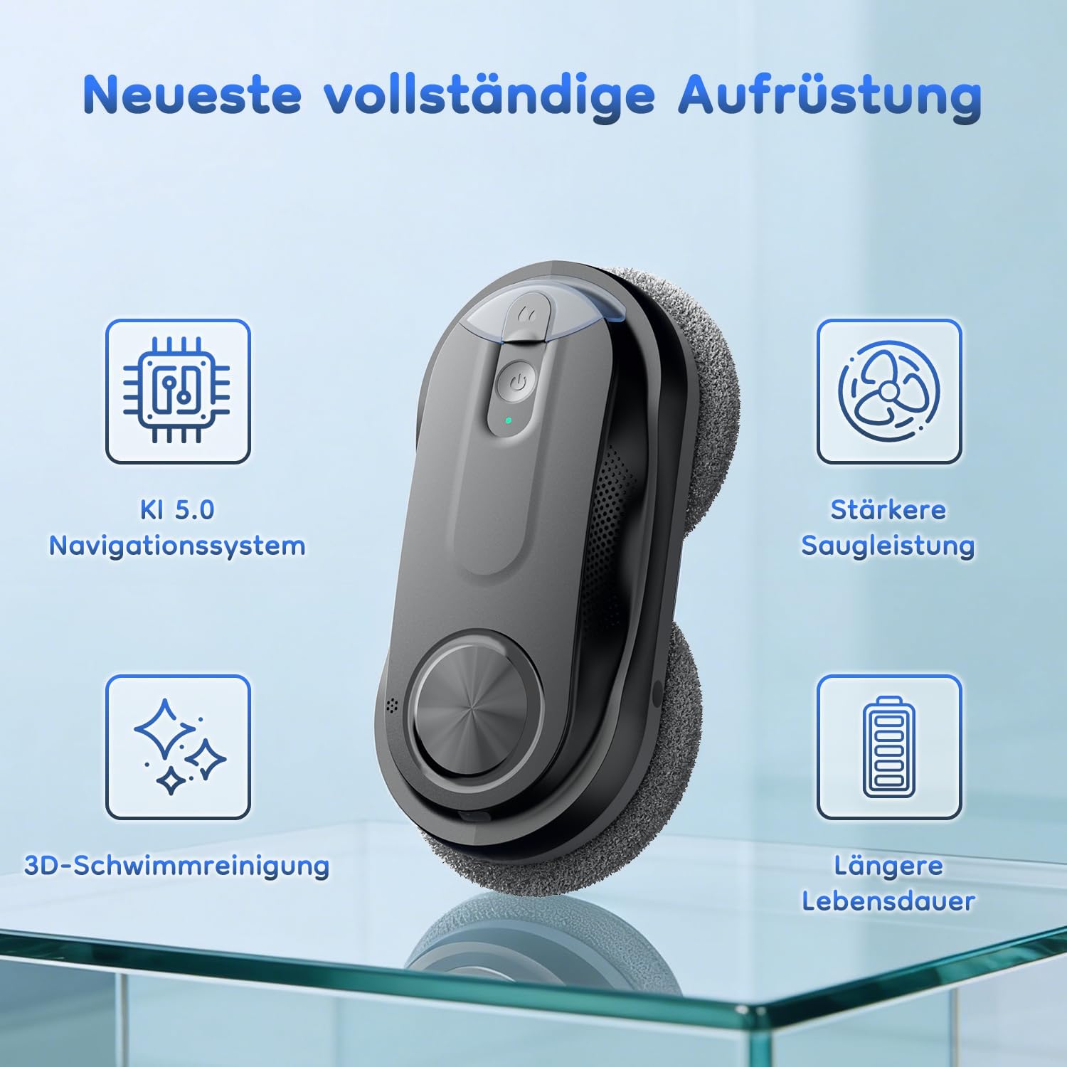 Obito X3 Window Cleaning Robot, Dual Nozzles with Ultrasonic Spray, 5.0 AI Path Planning, Max 3200Pa & Steady-Climbing System, Automatic Edge Detection, Robot Window Cleaner Inside/Outside, Black