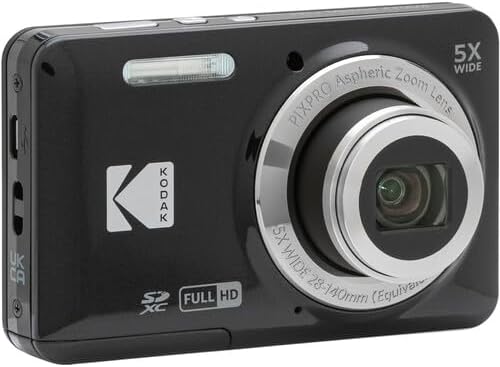 Kodak Pixpro FZ55 Digital Camera (Black) Bundle, Includes: SanDisk 128GB Memory Card, Hard Shell Camera Case, SD Card Reader and More (6 Items)