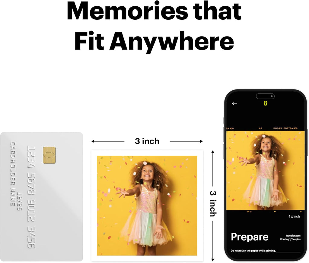 KODAK Mini 3 Retro 3x3'' Portable Photo Printer, 98 Sheets, Bluetooth Smartphone Printer for iPhone & Android, Instant Color Prints, 4PASS Dye Sublimation, Yellow