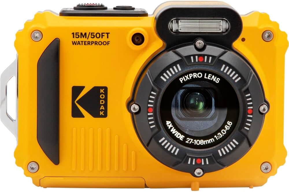 KODAK PIXPRO WPZ2 Waterproof Digital Camera Bundle, Includes: SanDisk 32GB MicroSD Memory Card, Spare Battery and More (5 Items) (Yellow)