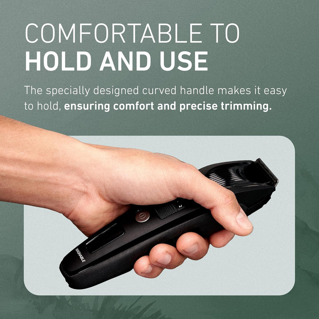 Panasonic Beard Trimmer for Men Cordless Precision Power, Hair Clipper with Comb Attachment and 19 Adjustable Settings, Washable, ER-SB40-K, 0.5-10mm lengths, 1 Pack