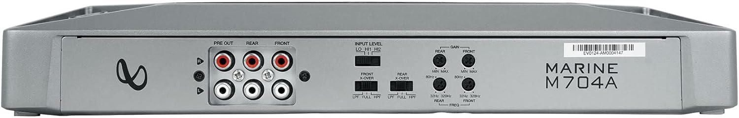 Audiosavings Bundle:(1) Infinity M704A 400w RMS 4 Channel Marine Amplifier Class D Boat Amp Bundle with (1) Rockville RWK42 4 Gauge 4 Chan Car Amp Wiring Installation Wire Kit (2) RCA's (Items 2)