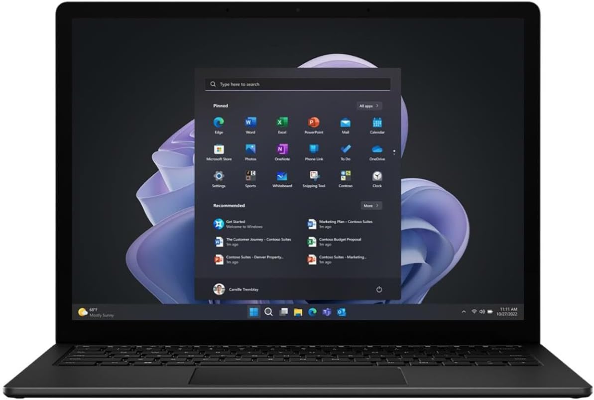 Microsoft Surface Laptop 5 13.5" Touchscreen Notebook - 2256 x 1504 - Intel Core i7 12th Gen i7-1265U - Intel Evo Platform - 16 GB Total RAM - 256 GB SSD - Matte Black (Renewed)