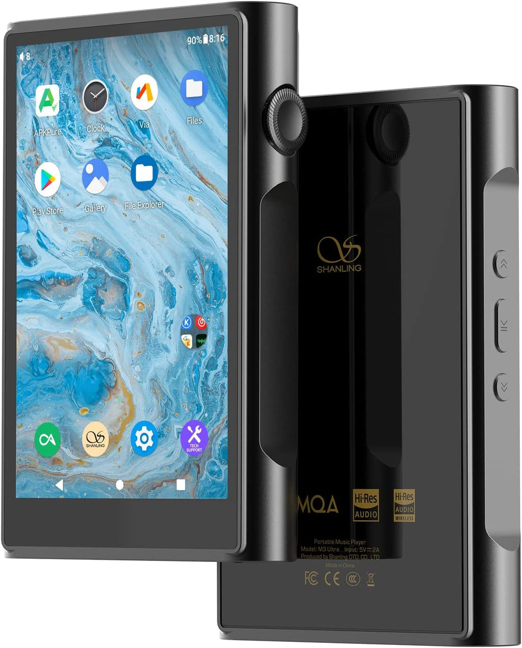 SHANLING M3 Ultra MP3/MP4 Player,Hi-Res Bluetooth Audio Player,Portable Digital Music Player,MP3 Music Player with Dual ES9219C 4.2in LCD Touch Screen 5G DAC/AMP Android 10 3.5mm&4.4mm Output (Black)