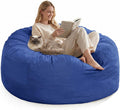 GarveeLife 4ft Large Bean Bag Chair Bed for Adults, High Rebound Memory Foam Bean Bag with Removable Flannel Cover, Oversized Lazy Sofa Couch for Teens, Blue