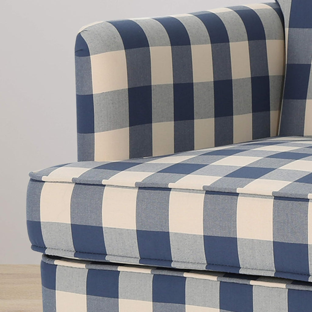 Christopher Knight Home Evete Tufted Fabric Club Chair, Blue Checkerboard, Dark Brown, 32D x 28.75W x 34.5H in