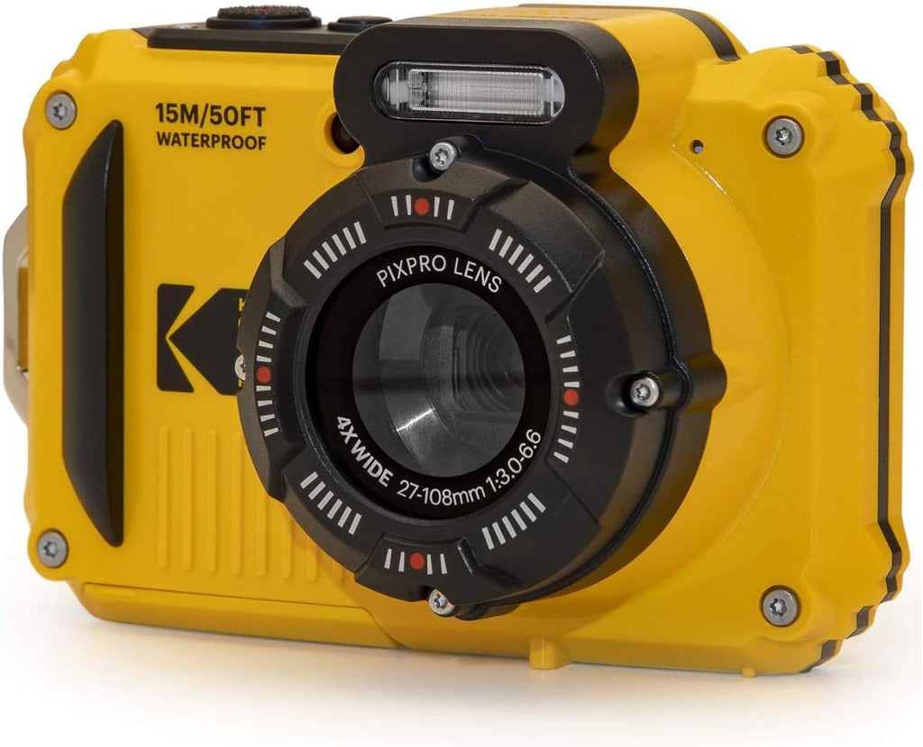 Kodak PIXPRO WPZ2 Rugged Waterproof 16MP Digital Camera with 4X Optical Zoom with Koah Nostrand Gadget Bag with Accessory Kit, 32GB UHS-I microSDHC, and Floating Strap Bundle (4 Items)