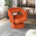 Lexicon 360 Degree Swivel Accent Chair, Modern Comfy Velvet Round Barrel Chair, Open Back, Plush Foam Cushions, Metal Swivel Base for Living Room/Bedroom/Office/Small Spaces, Orange