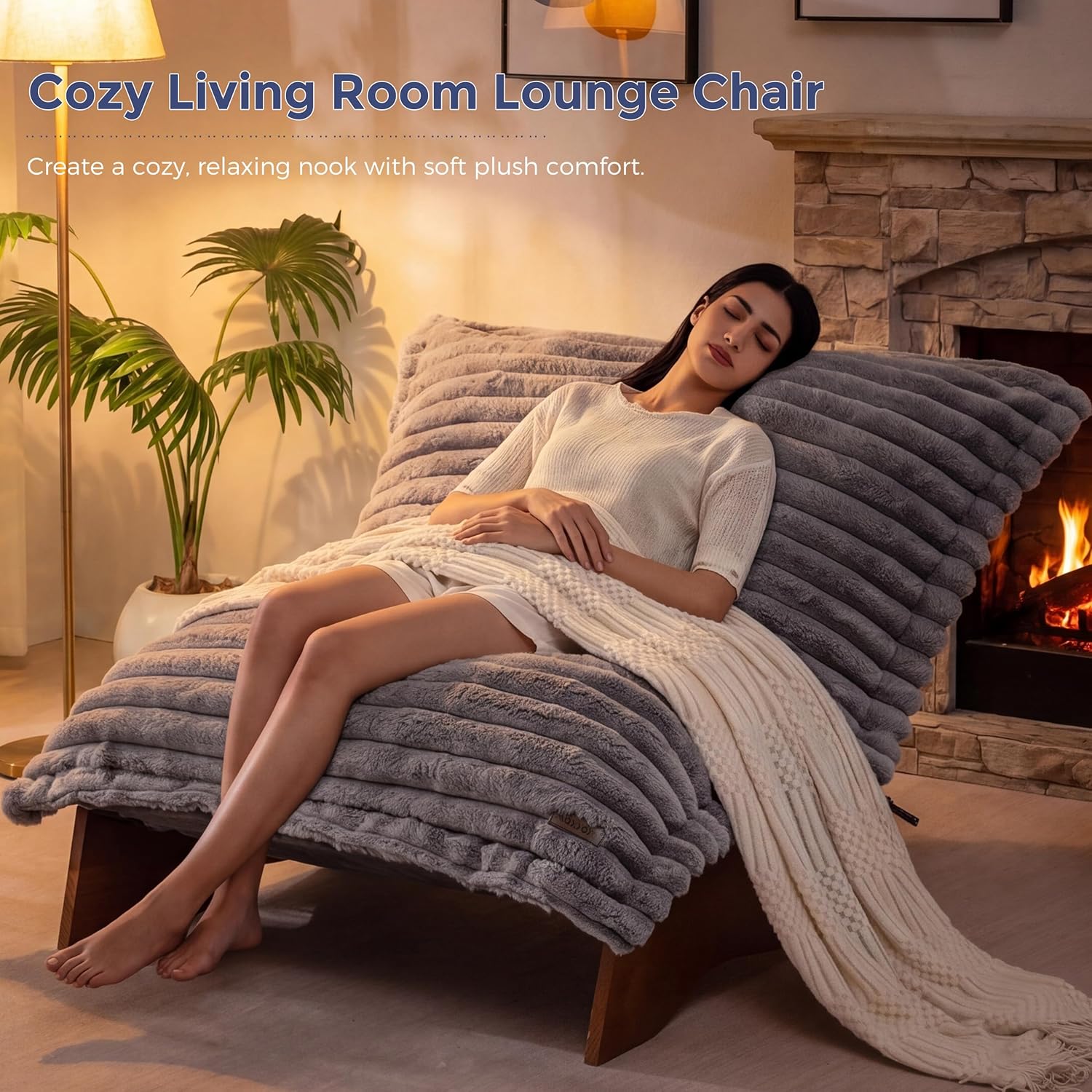 MAXYOYO Adjustable Living Room Chair, Convertible Bean Bag Chair & Recliner with Frame, Removable Cushion Floor Sofa Striped Fabric, Soft Upholstered Lounge for Bedroom, Dorm, Grey