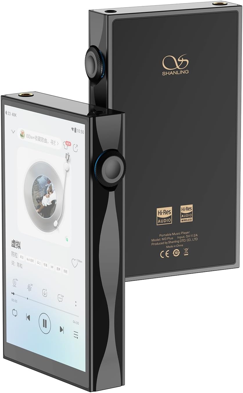 SHANLING M3 Plus HiFi Music Player, Android13 Portable Digital Audio Player USB DAC AMP Hi-Res Audio MP3/MP4 Player,DSD512 PCM768 Digital Audio Player,Snapdragon 665 4GB+64GB,4X CS43198 DAC (Black)