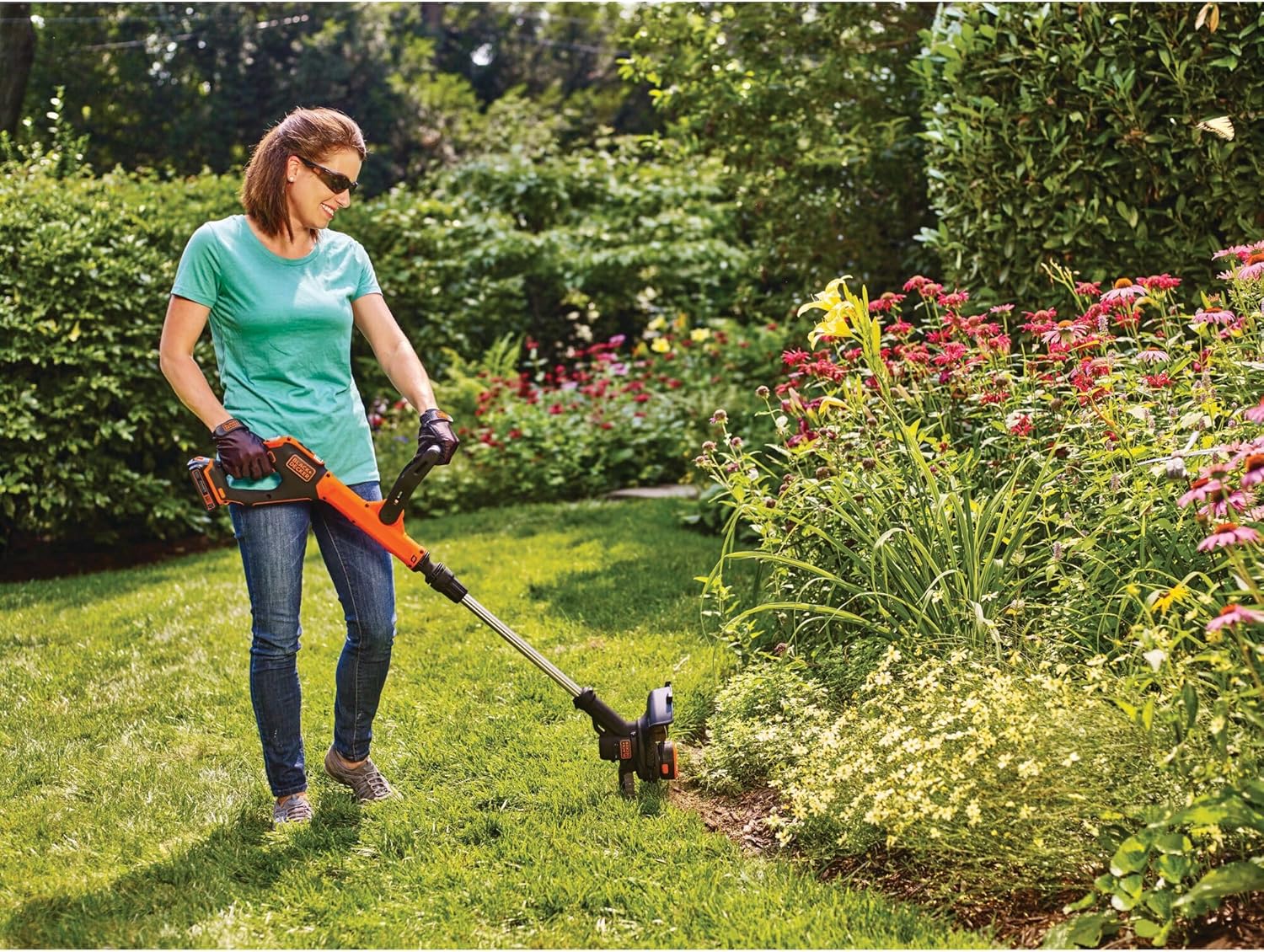 BLACK+DECKER 20V* MAX String Trimmer and Edger, EASYFEED Weed Wacker, 12 Inch Cutting Width, 2 Speed Control Weed Eater, (1) Battery and Charger Included (LSTE523)