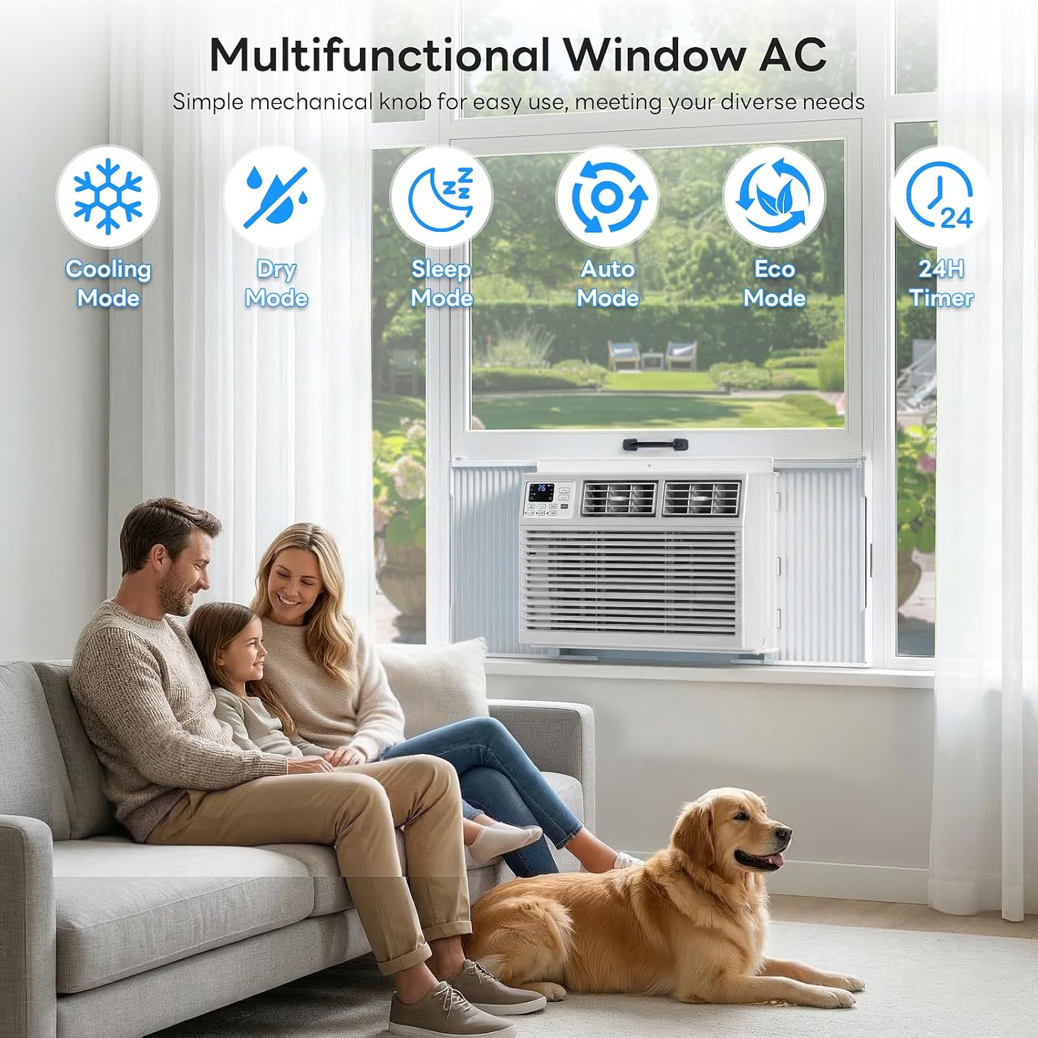ZAFRO 8,000 BTU Window Air Conditioner Cools Up to 350 Sq.Ft.,Window AC Units with 7 Modes&4 Speeds,Quiet Operation,Energy Saving with Remote,Easy Installation for Bedroom,Small Rooms,White2026New