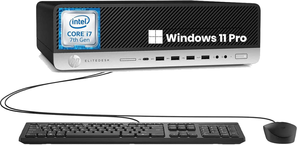 HP EliteDesk 800 G3 SFF Desktop Computer PC, Intel Core i7-7700T, 8 GB RAM, 256 GB SSD, Displayport, Wi-Fi Adapter, Keyboard and Mouse, Windows 11 Pro (Renewed)