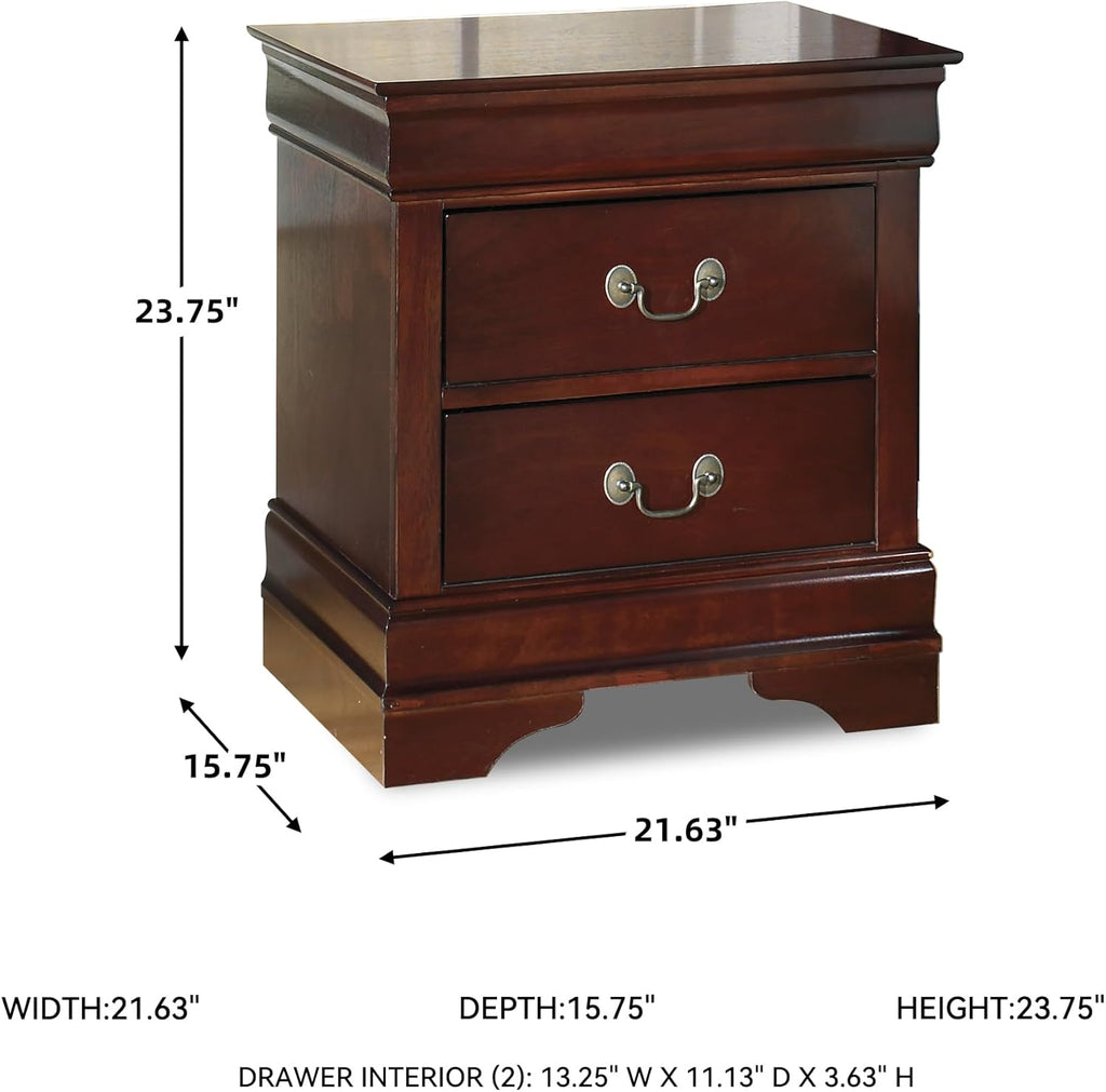 Signature Design by Ashley Alisdair Traditional 2 Drawer Nightstand, 23.75" Tall, Dark Brown