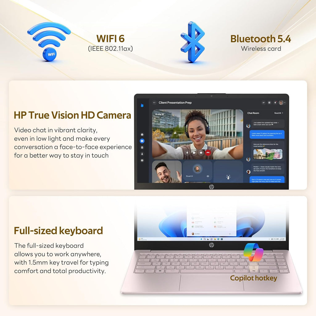 HP 2026 Ultrabook Laptop for Students & Home, Microsoft Office 365 with Copliot AI, 8GB RAM, 256GB SSD + 128GB eMMC Storage, Quad-Cores Intel Processor, Windows 11, Lightweight, Long battery life