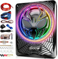 1600W 10" Ultra-Thin Under-Seat Car Subwoofer with Built-in D-Class Amplifier, LED Ambient Lights, Independent Bass Knob, LPF/Gain/Bass Boost, Distortion-Free Deep Bass for Most Vehicles