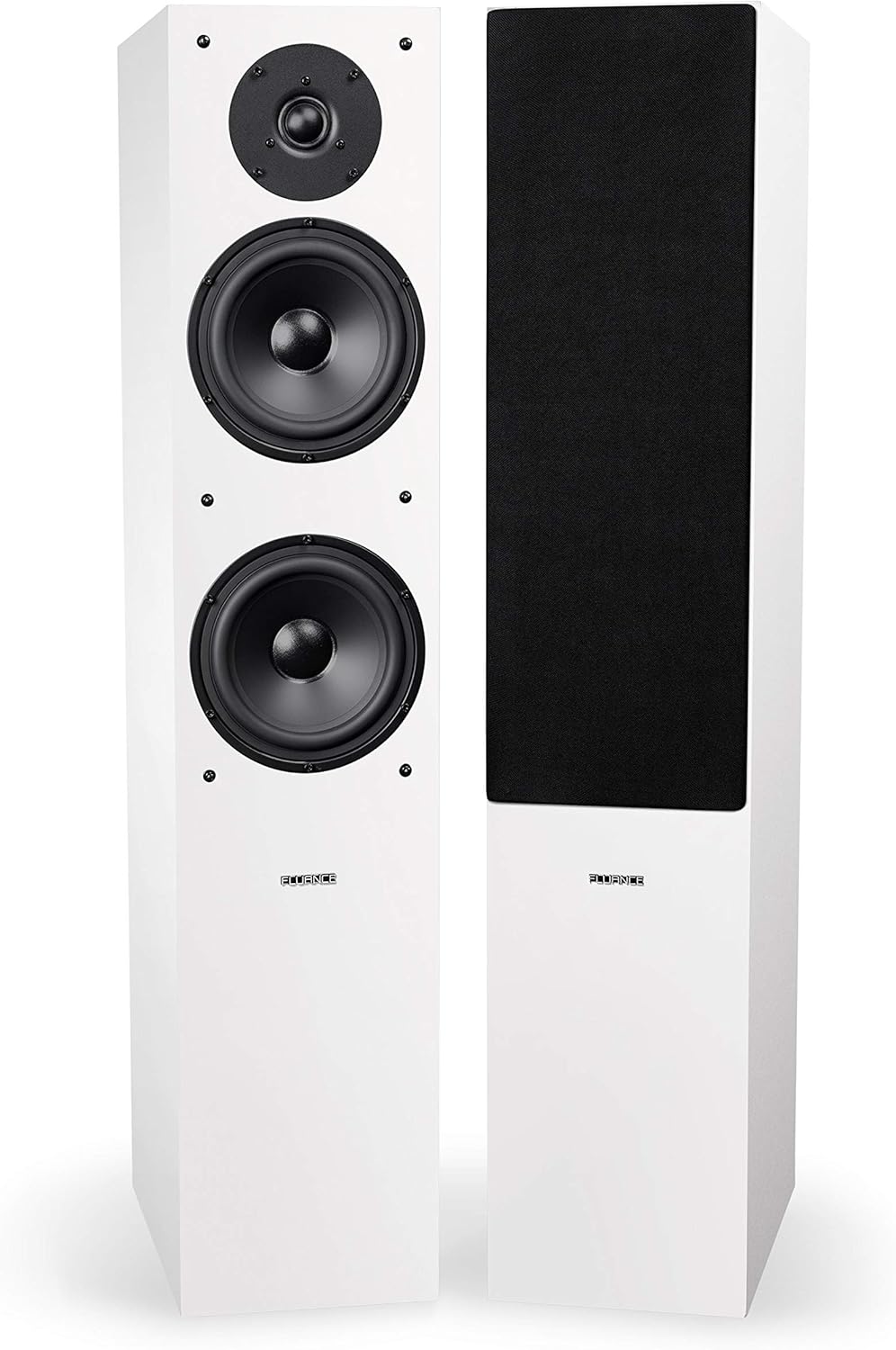Fluance Elite High Definition Surround Sound Home Theater 5.0 Channel Speaker System Including Floorstanding Towers, Center Channel and Rear Surround Speakers - White (SXHTBWH)
