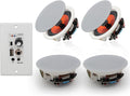 Herdio 6.5'' Bluetooth in Wall in Ceiling Speakers 600W 2-Way Flush Mount Speakers System with Wall Amplifier Receiver for Home Theater Office (2Pairs, Paintable-Grille)