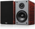 Pyle 5.25'' Wired Bookshelf Speakers, 2-Way HiFi Home Theater Bookshelf Speakers with Silk Dome Tweeter, Woven Woofer, Wall Mount Bracket, Magnetic Grill – Cherry Bookshelf Speakers Wall Mount