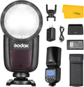 Godox V1 V1-C Flash for Canon, 2.4G TTL Round Head Camera Flash Speedlite HSS 1/8000s, 480 Full Power Flashes, Rechargable Li-ion Battery, 10 Levels LED Modeling Lamp, External Flash for Canon