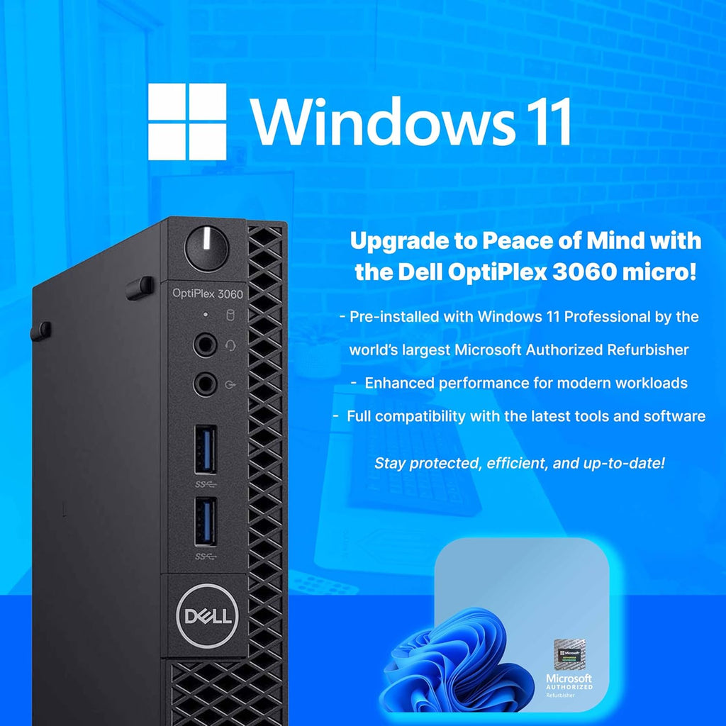 Dell Optiplex 3060 Mini PC | Windows 11 Pro | Intel i5-8500 | 16GB RAM + 500GB SSD | 5G WiFi + BT | Micro Desktop Computer | Keyboard + Mouse (Renewed)