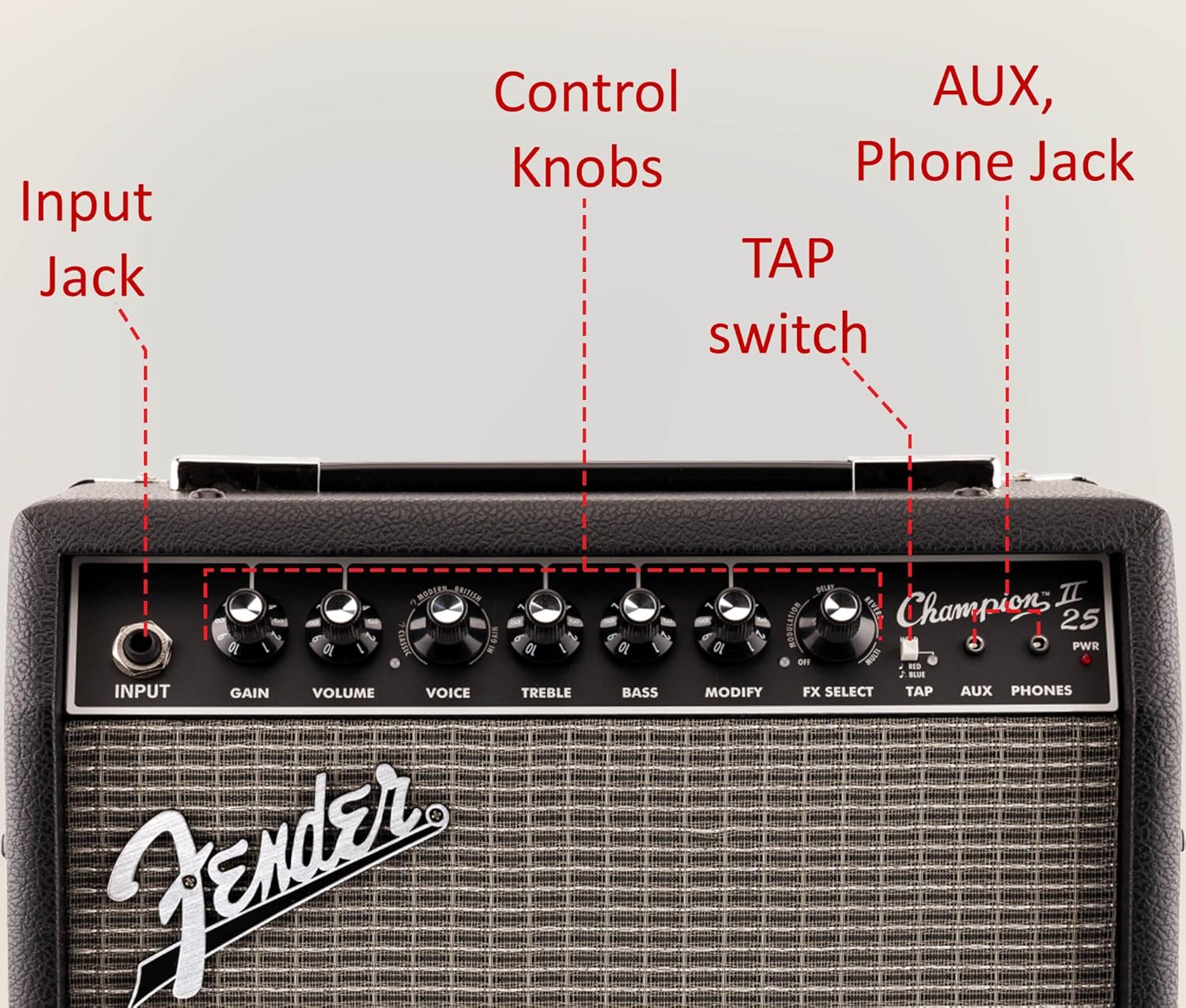 Fender Champion II 25-Watt Guitar Combo Amplifier Bundle with Instrument Cable, Picks, and Austin Bazaar Instructional Video