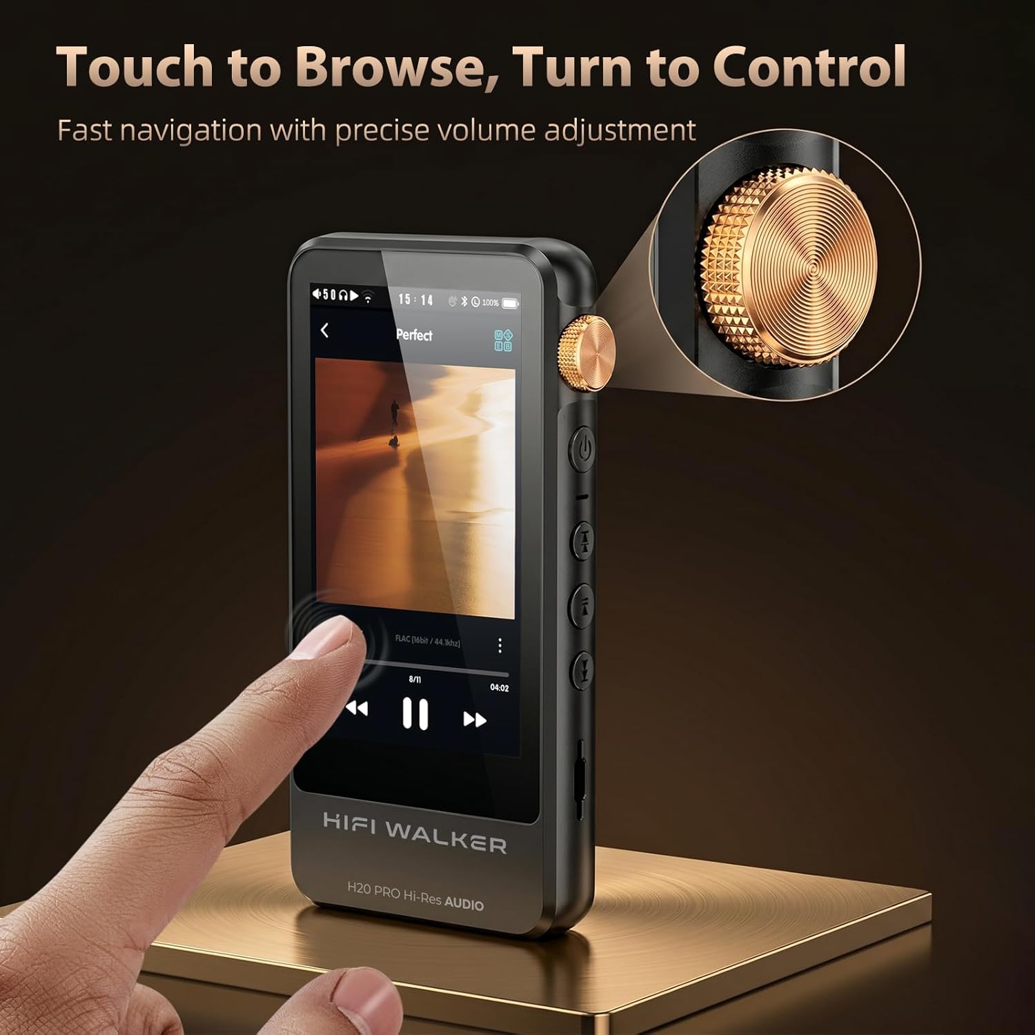 HIFI WALKER H20 Pro Hi-Res Music Player with Bluetooth, Digital Audio Player with 3.2" Touchscreen, Dual DAC, 3.5mm & 4.4mm Balanced Output, USB DAC, 64GB Micro SD Card Included