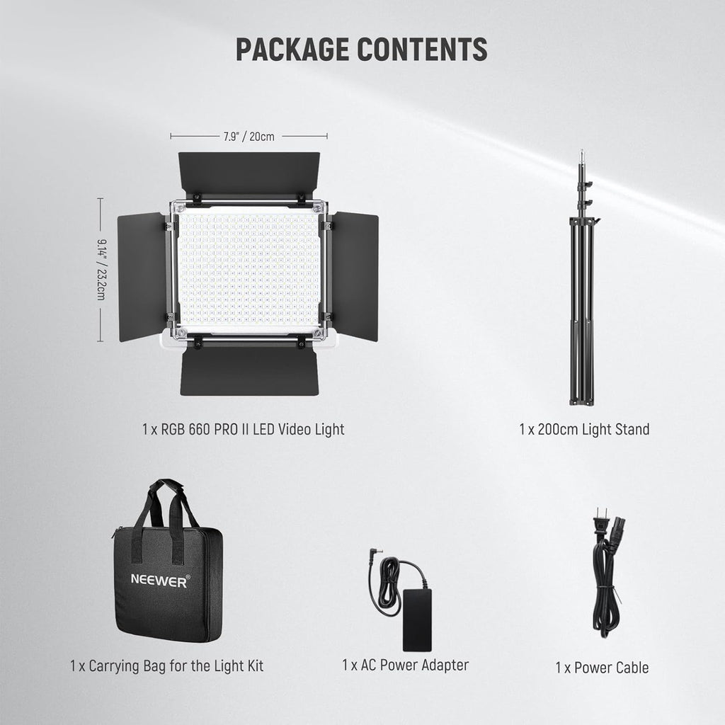 NEEWER Upgraded RGB LED Studio Video Light with Tripod Stand, App Control 50W 7000Lx CRI97+ 3200-5600K Dimmable Panel Key Lighting Kit for Game Streaming YouTube Recording Photography, RGB660 PRO II
