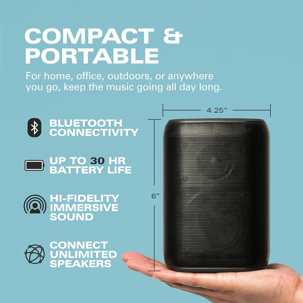 Rocksteady Stadium 2 Bluetooth Speaker Bundle – 4 Speakers | Multi-Room Wireless Sound System | Up to 30-Hr Battery | 150 ft Range | Stereo L/R Config