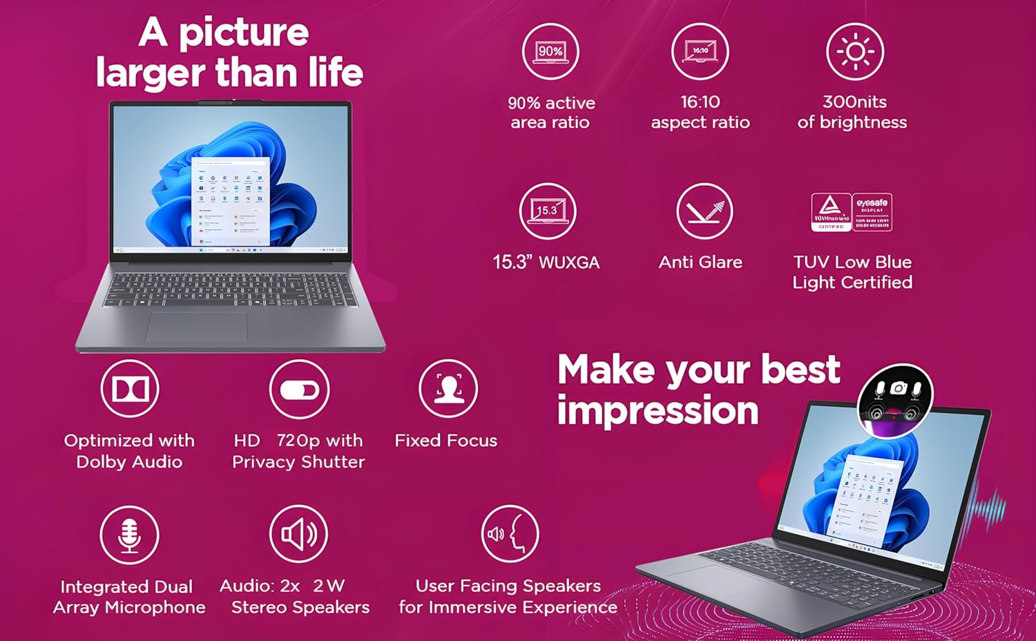 Lenovo 2026 Premium Business & Student Laptop, 15" WUXGA Display with Microsoft 365, 13th Gen Intel Core i5-13420H (8-Core), 8GB DDR5, 512GB SSD, WiFi 6, Windows 11, Lightweight, Long Battery Life