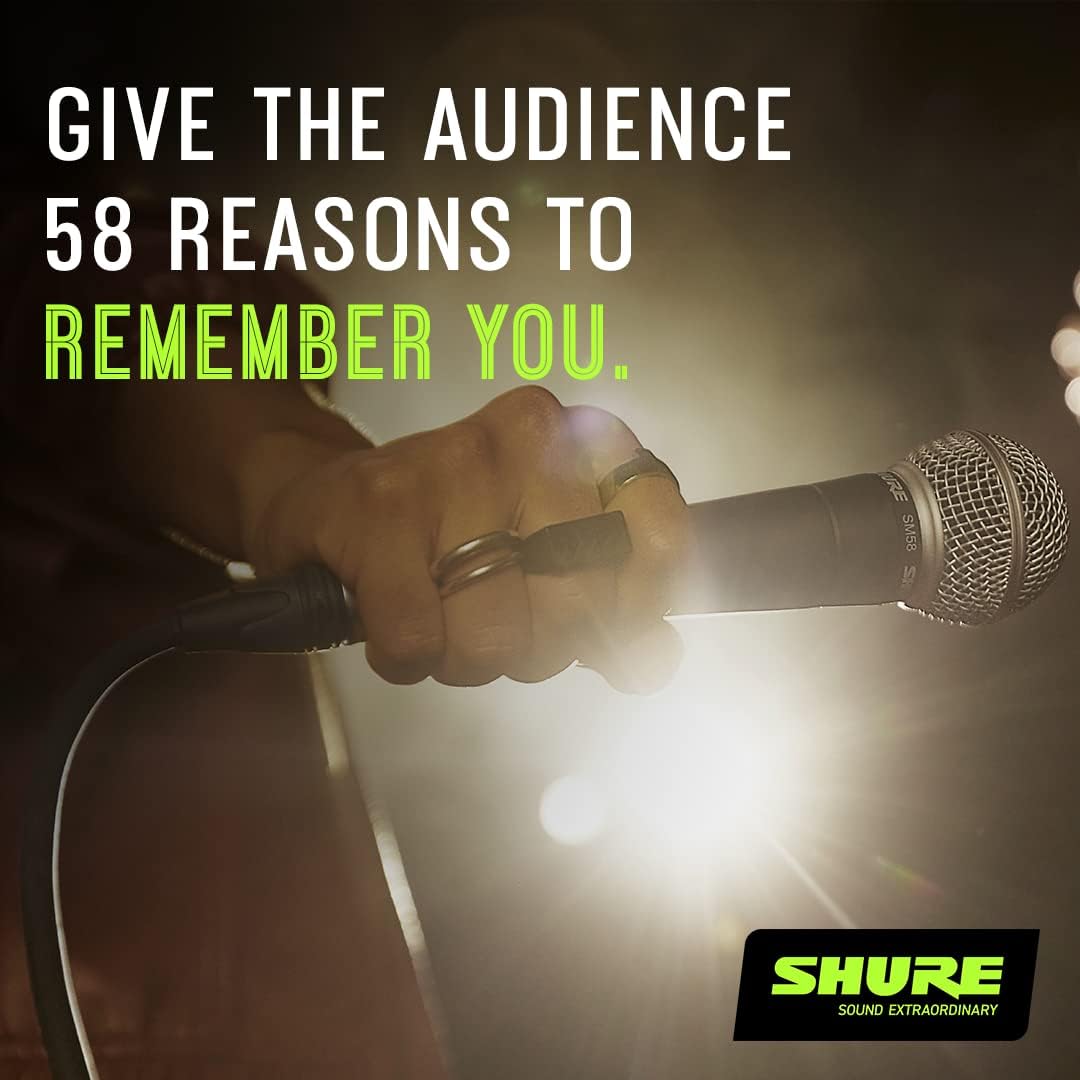 Shure SM58-LC Dynamic Vocal Microphone – Professional Handheld Cardioid XLR Mic for Singing, Live Performance, Studio Recording, Podcast & Broadcast, Black
