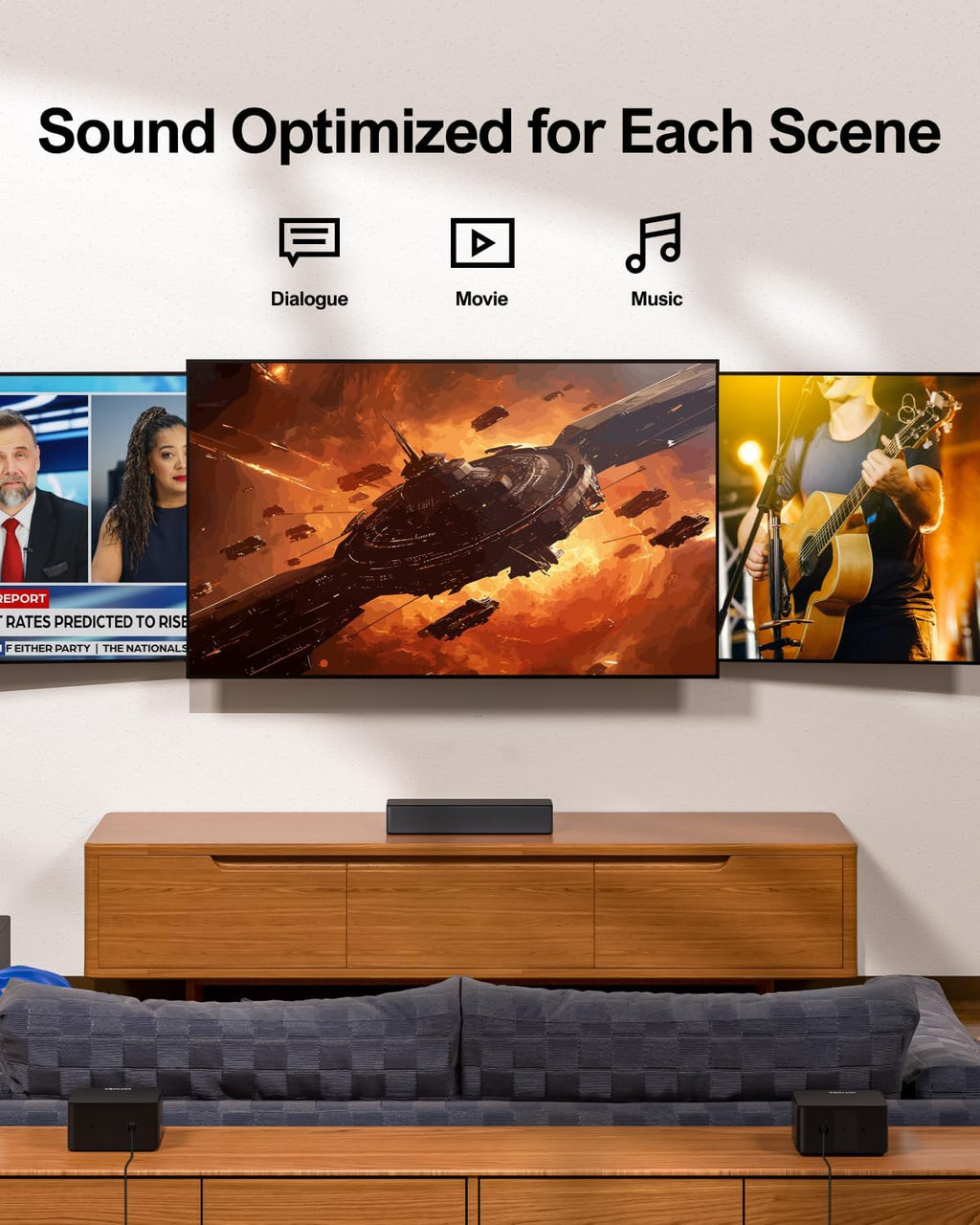 ULTIMEA 5.1 Sound Bar with Dolby Atmos, 410W Surround Sound System for TV, 3D Sound Bars for Smart TV with Subwoofer, Adjustable Surround and Bass, Home Audio Soundbars for TV, HDMI eARC, Poseidon D60