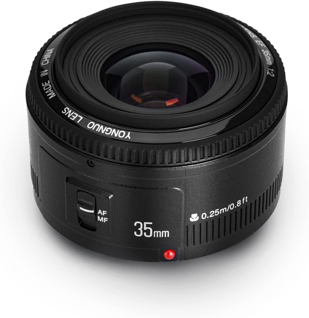 YONGNUO YN35mm F2 Lens 1:2 AF/MF Wide-Angle Fixed/Prime Auto Focus Lens for Canon EF Mount EOS Camera