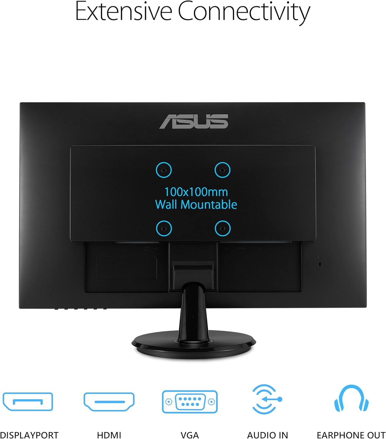 ASUS 27” 1080P Monitor (VA27DQ) - Full HD, IPS, 75Hz, Speakers, Adaptive-sync/FreeSync™, Low Blue Light, Flicker Free, VESA Mountable, Frameless, HDMI, VGA, DisplayPort, Tilt Adjustable, Black