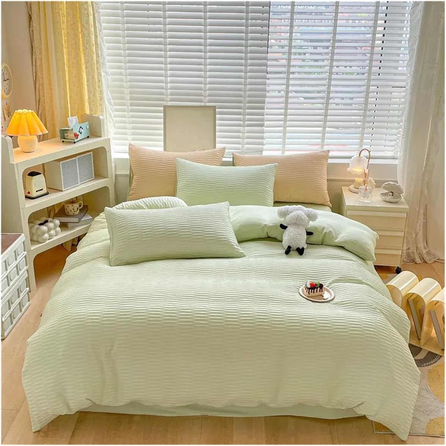 Bed, Simple Bedding Set Washed Cotton Duvet Cover Sheet Pillowcase Bedding Double Bed Double Queen Size 3/4 Piece Set