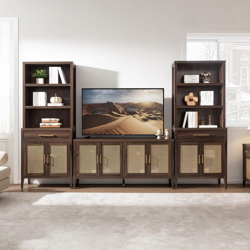 SICOTAS TV Stands for Living Room-Entertainment Center with Storage for Bedroom-Mid Century Modern Television Stands with 4 Doors 59" Media Console TV Cabinet Credenza for 45 50 55 60 65 Inch TVs