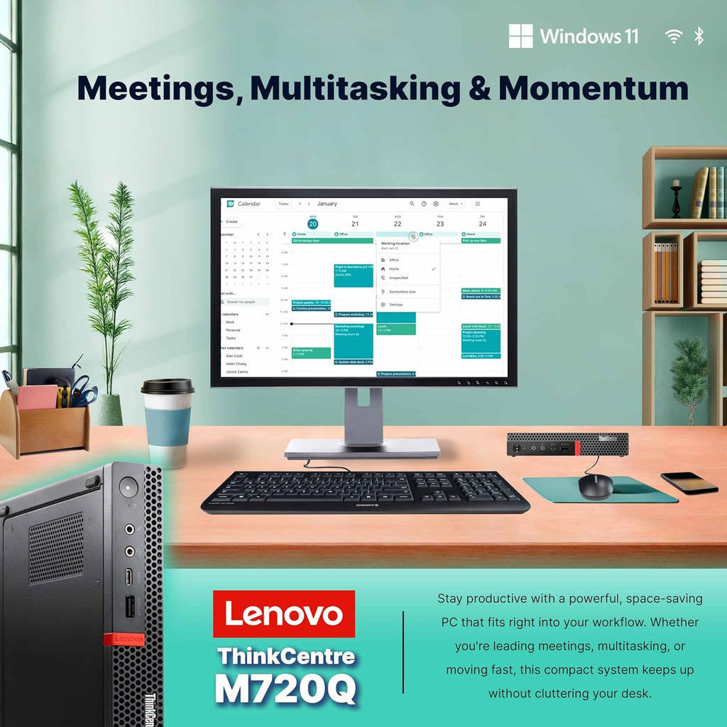 Lenovo M720Q ThinkCentre Mini PC | Windows 11 Pro | Intel i5-8400T | 16GB RAM + 500GB NVME | 5G WiFi + BT | Home or Office Micro Desktop Computer (Renewed)