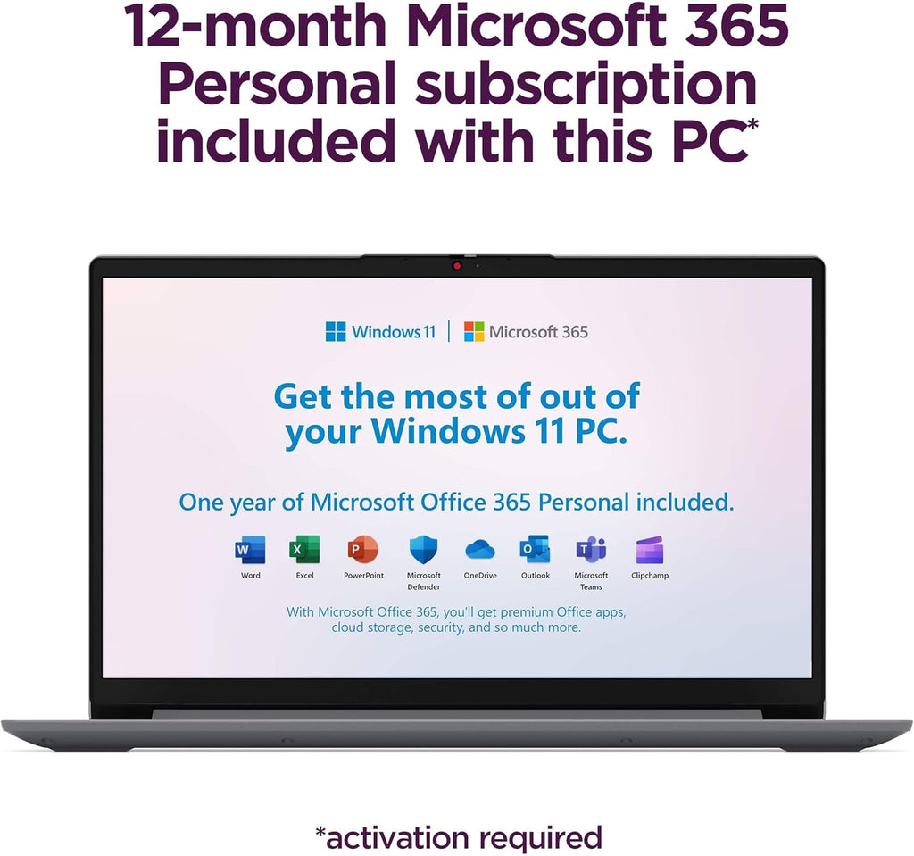 Lenovo IdeaPad Laptop Computer, 15.6" Anti-Glare, 8GB RAM, 256GB (128GB SSD +128GB eMMC), 1-Year Office 365, Intel Core CPU, for Student, Home, Work, Numeric Keypad, Wi-Fi 6, IST HUB, Win 11 Home S